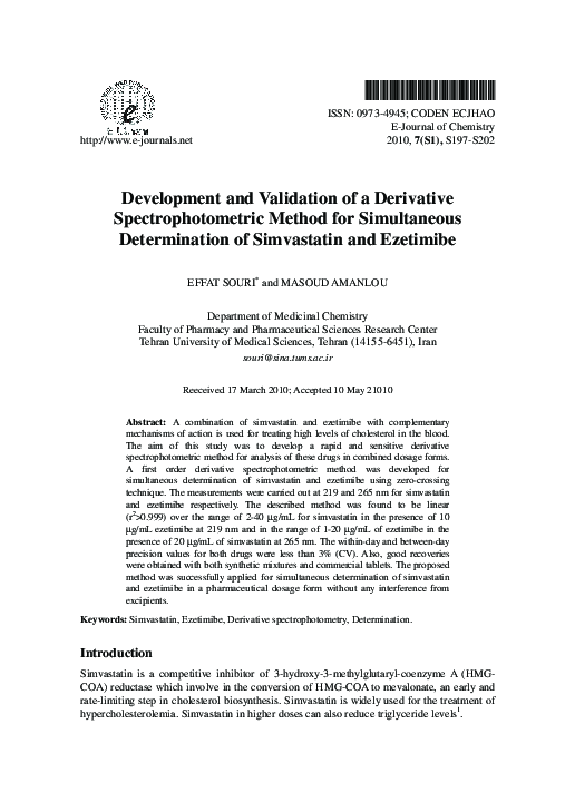 (PDF) Development and Validation of a Derivative Spectrophotometric ...