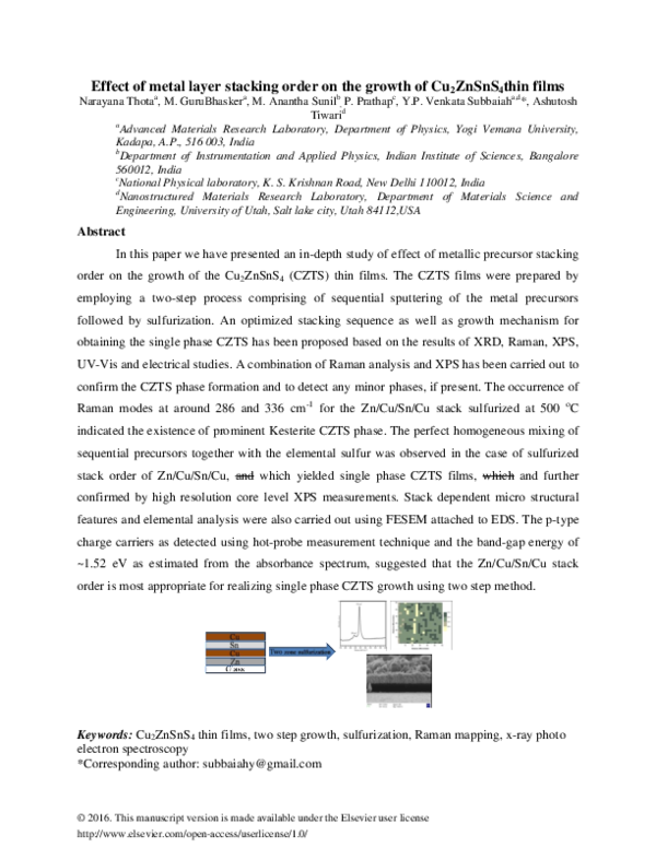 (PDF) Effect of metal layer stacking order on the growth of ...