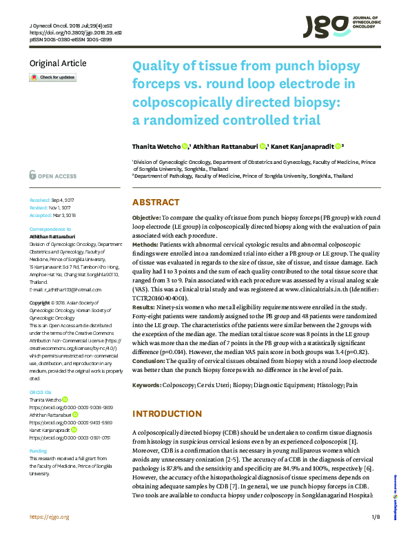 (PDF) Quality of tissue from punch biopsy forceps vs. round loop ...