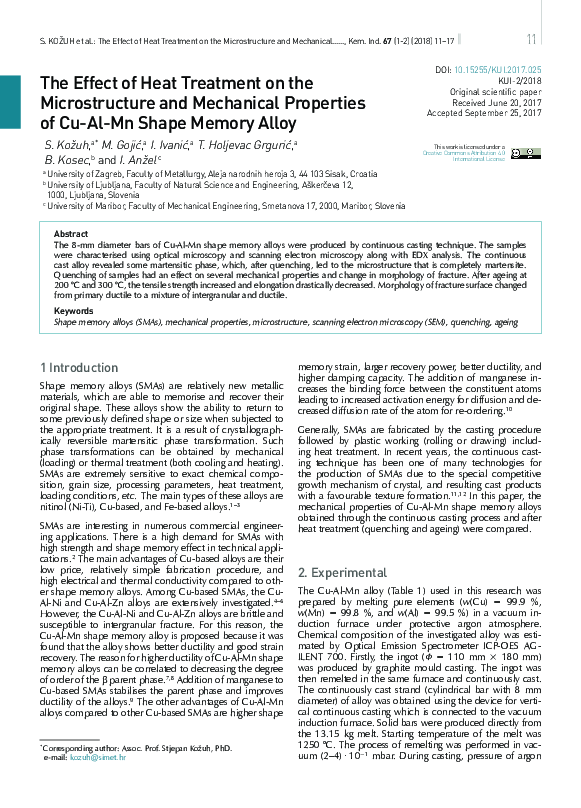 (PDF) The Effect of Heat Treatment on the Microstructure and Mechanical ...
