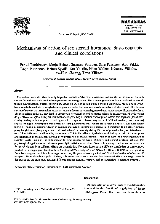 (PDF) Mechanisms of action of sex steroid hormones: Basic concepts and ...
