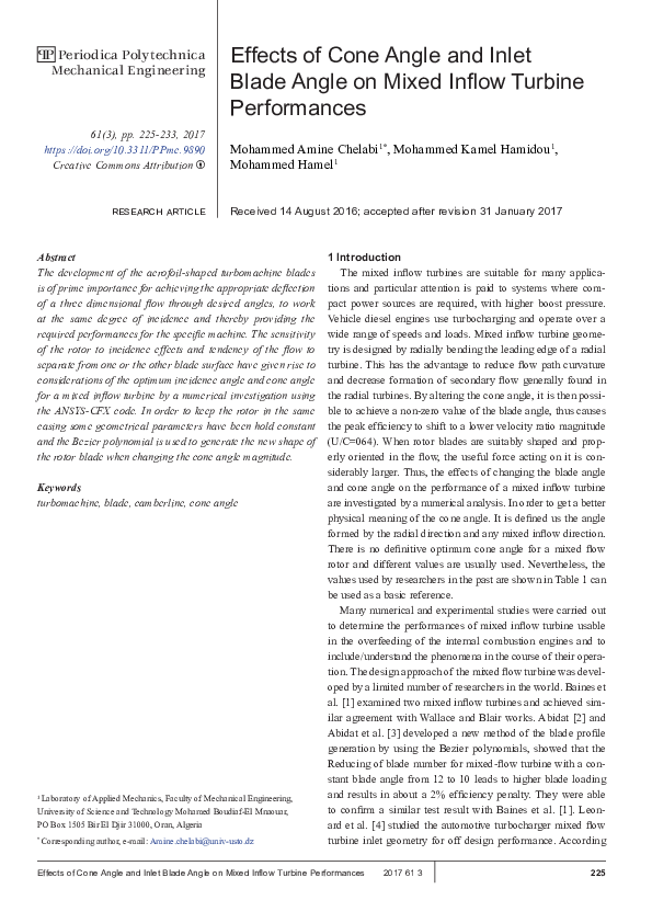 (PDF) Effects of Cone Angle and Inlet Blade Angle on Mixed Inflow ...
