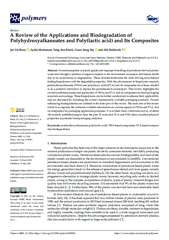 (PDF) A Review of the Applications and Biodegradation of ...