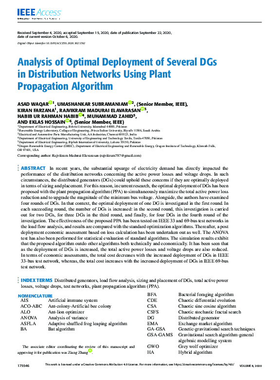 (PDF) Analysis of Optimal Deployment of Several DGs in Distribution ...