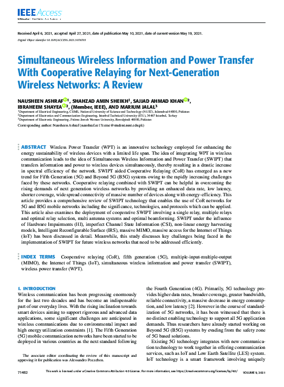(PDF) Simultaneous Wireless Information and Power Transfer With ...