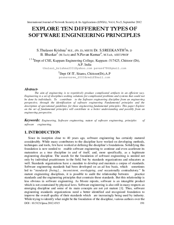 (PDF) Explore Ten Different Types of Software Engineering Principles