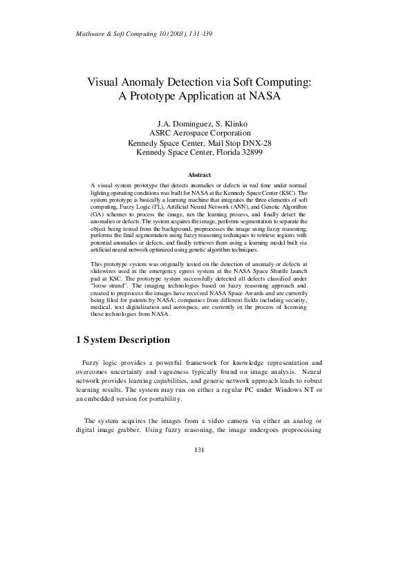 (PDF) Visual anomaly detection via soft computing: a prototype ...