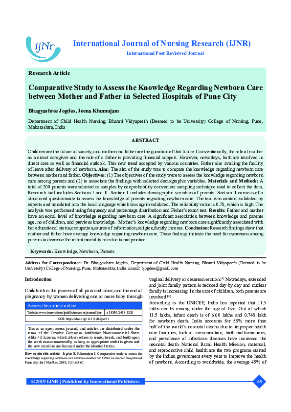(PDF) Comparative Study to Assess the Knowledge Regarding Newborn Care ...
