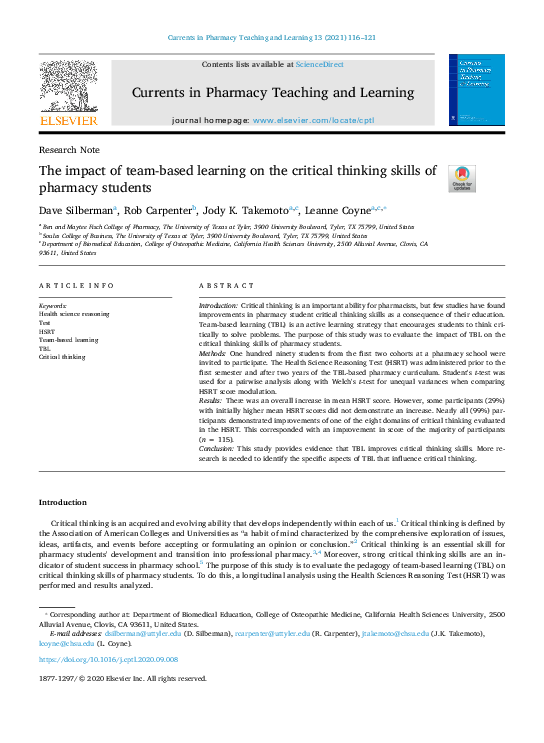 (PDF) Currents in Pharmacy Teaching and Learning
