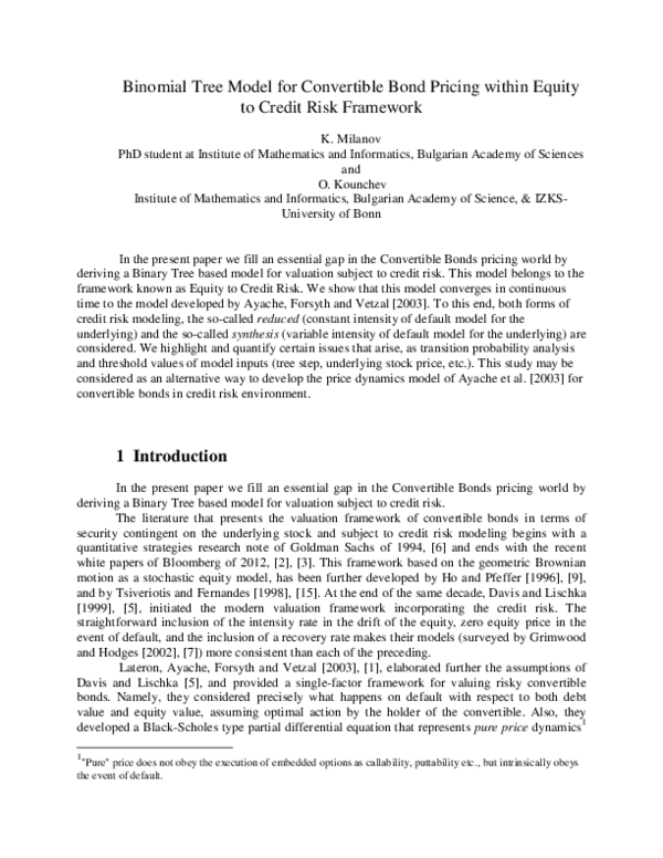 (PDF) Binomial Tree Model for Convertible Bond Pricing within Equity to ...