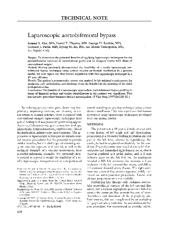 (PDF) Laparoscopic aortobifemoral bypass