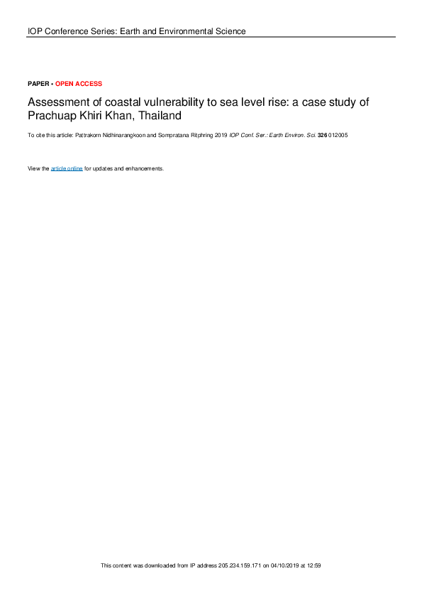 (PDF) Assessment of coastal vulnerability to sea level rise: a case ...