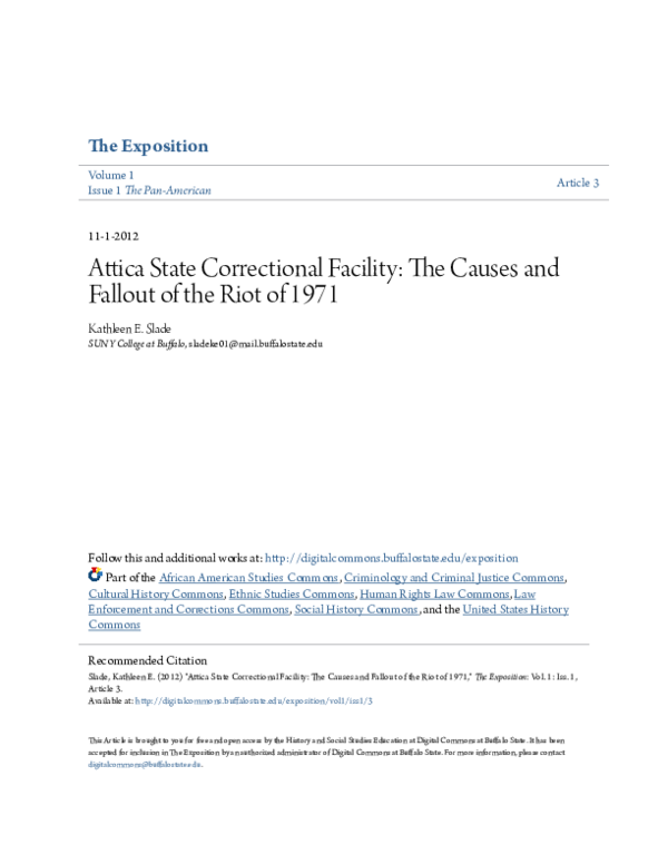 Attica State Correctional Facility: The Causes and Fallout of the Riot of 1971