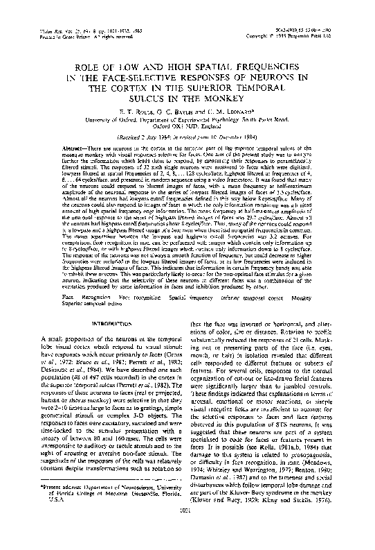 (PDF) Role of low and high spatial frequencies in the face-selective ...