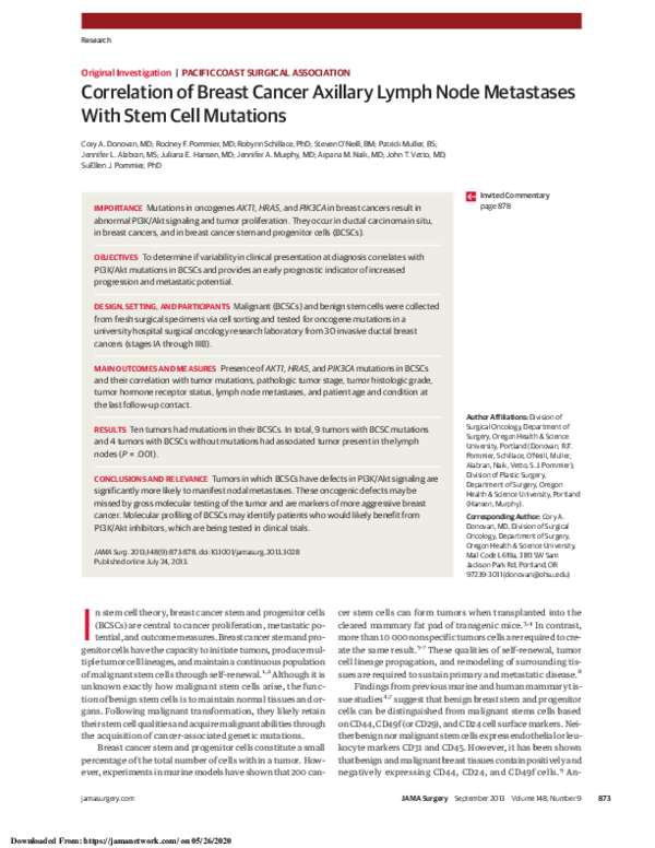 (PDF) Correlation of breast cancer axillary lymph node metastases with ...