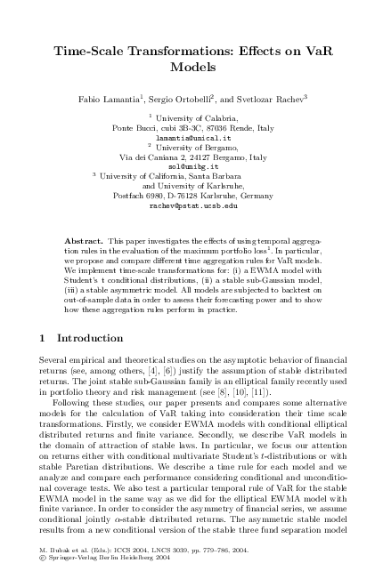 (PDF) Time-Scale Transformations: Effects on VaR Models