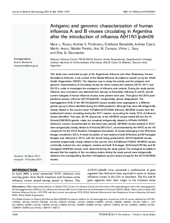 (PDF) Antigenic and genomic characterization of human influenza A and B ...