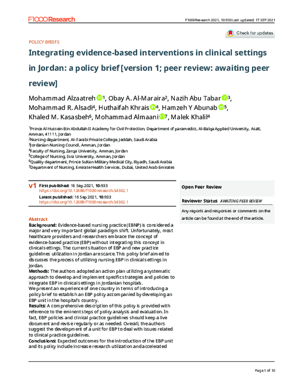 (PDF) Integrating evidence-based interventions in clinical settings in ...