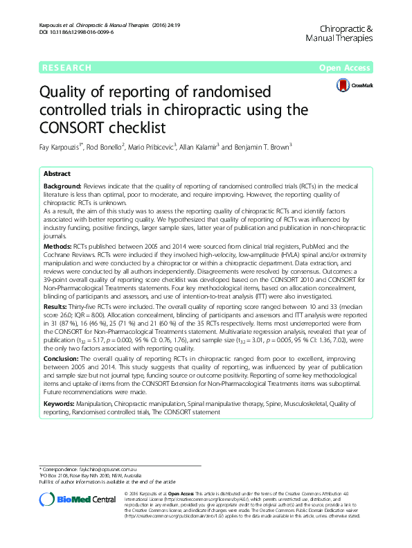 (PDF) Quality of reporting of randomised controlled trials in ...