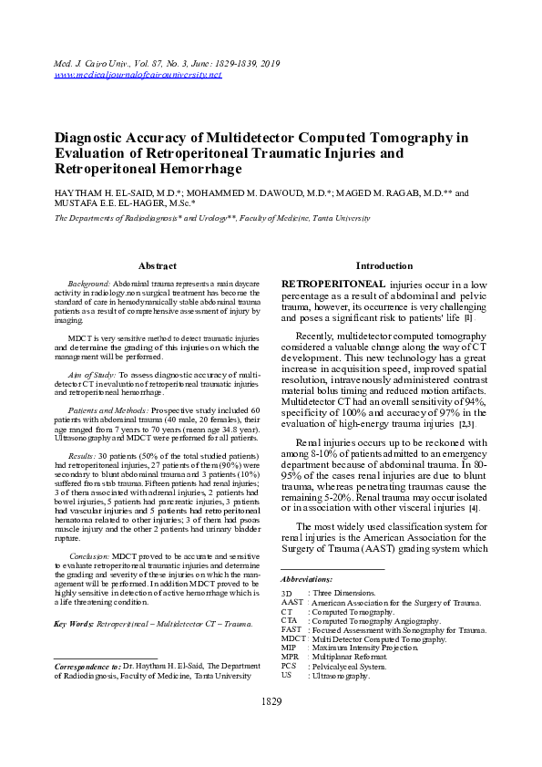 (PDF) Diagnostic Accuracy of Multidetector Computed Tomography in ...