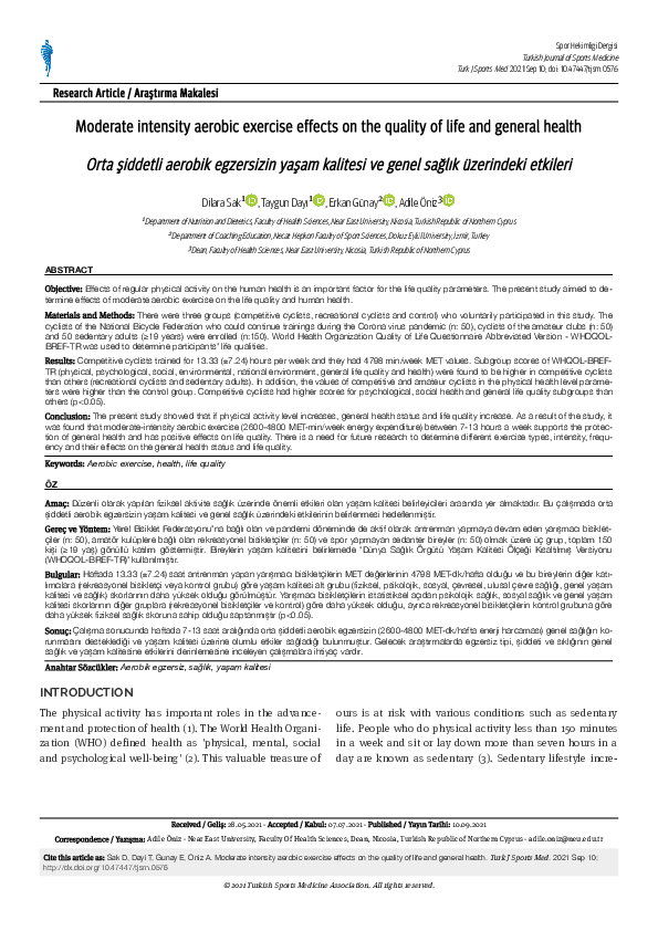 (PDF) Moderate intensity aerobic exercise effects on the quality of ...