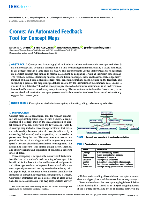 Cronus: An Automated Feedback Tool for Concept Maps