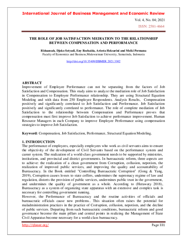 (PDF) The Role of Job Satisfaction Mediation to the Relationship ...