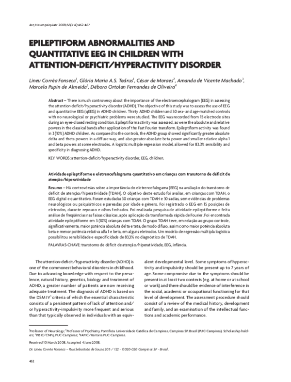 (PDF) Epileptiform abnormalities and quantitative EEG in children with ...