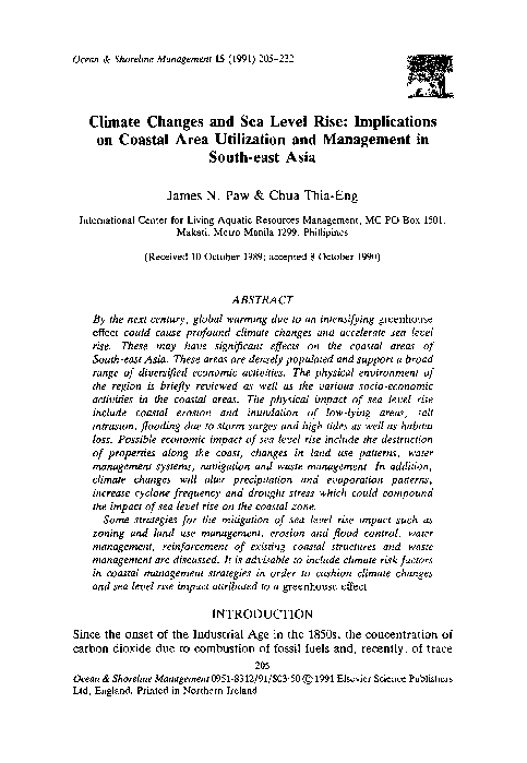 (PDF) Climate changes and sea level rise: Implications on coastal area ...