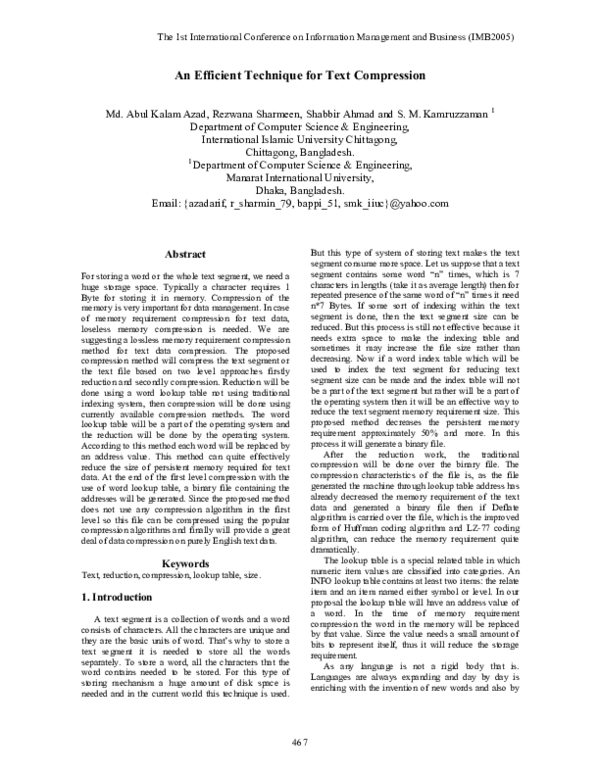 (PDF) An Efficient Technique for Text Compression