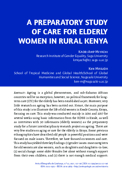 (PDF) A preparatory study of care for elderly women in rural Kenya