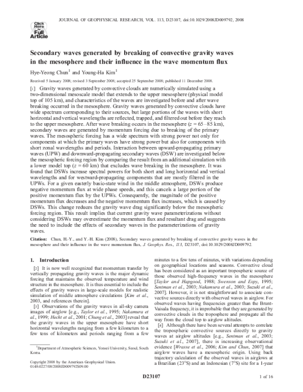 (PDF) Secondary waves generated by breaking of convective gravity waves ...