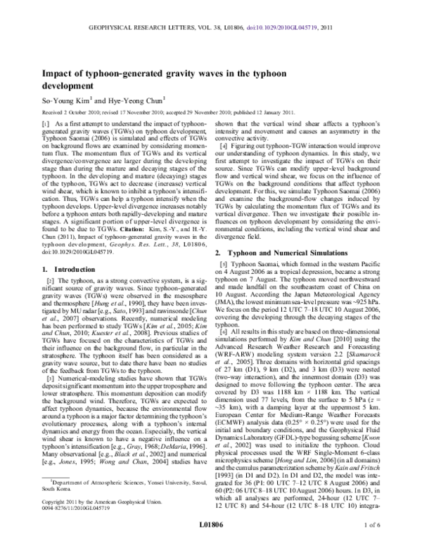 (PDF) Impact of typhoon-generated gravity waves in the typhoon development