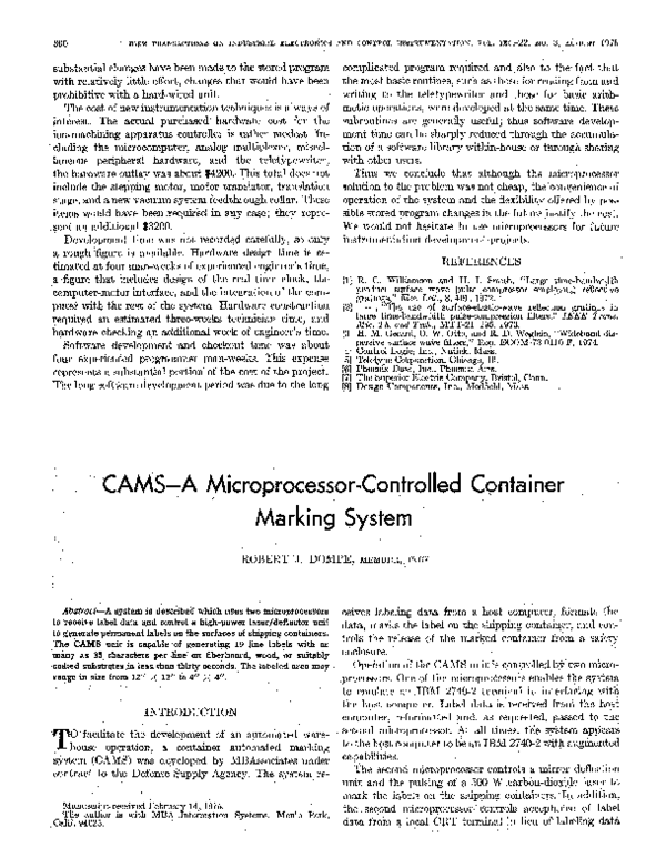 (PDF) CAMS-A Microprocessor-Controlled Container Marking System