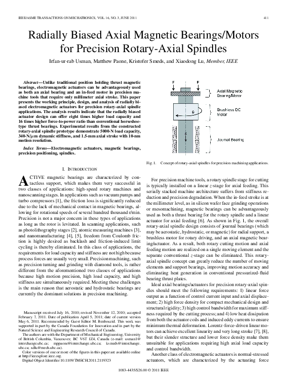 (PDF) Radially Biased Axial Bearings/Motors for Precision