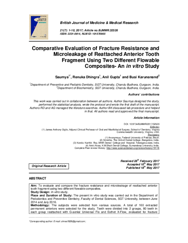 (PDF) Comparative Evaluation of Fracture Resistance of Structurally ...