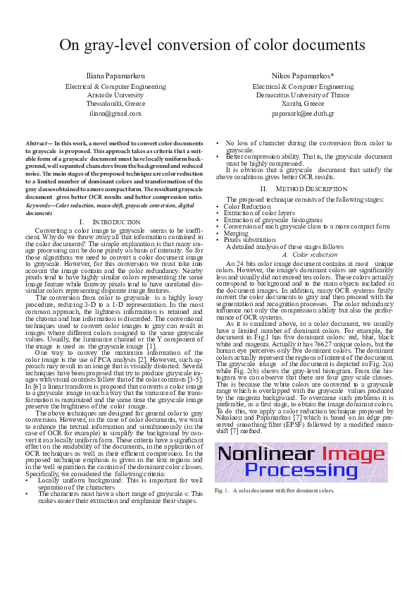 (PDF) Conversion of color documents to grayscale