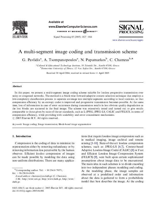 (PDF) A multi-segment image coding and transmission scheme