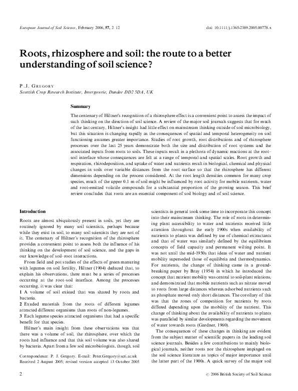 (PDF) Roots, rhizosphere and soil: the route to a better understanding ...
