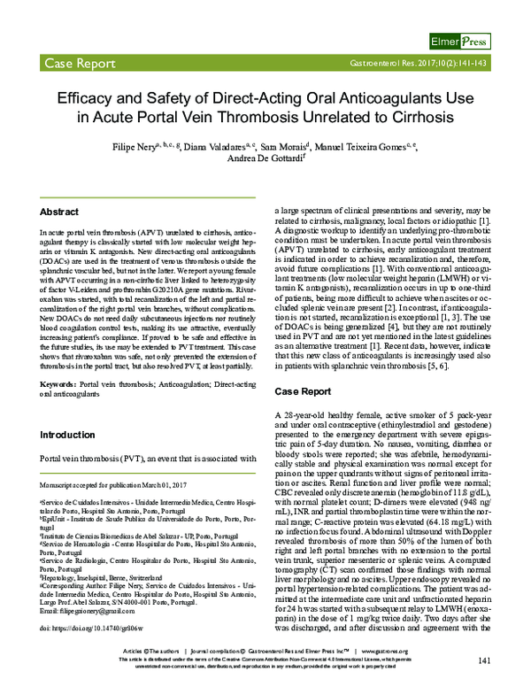 (PDF) Efficacy and Safety of Direct-Acting Oral Anticoagulants Use in ...