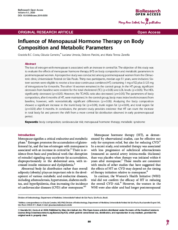 (PDF) Influence of Menopausal Hormone Therapy on Body Composition and ...