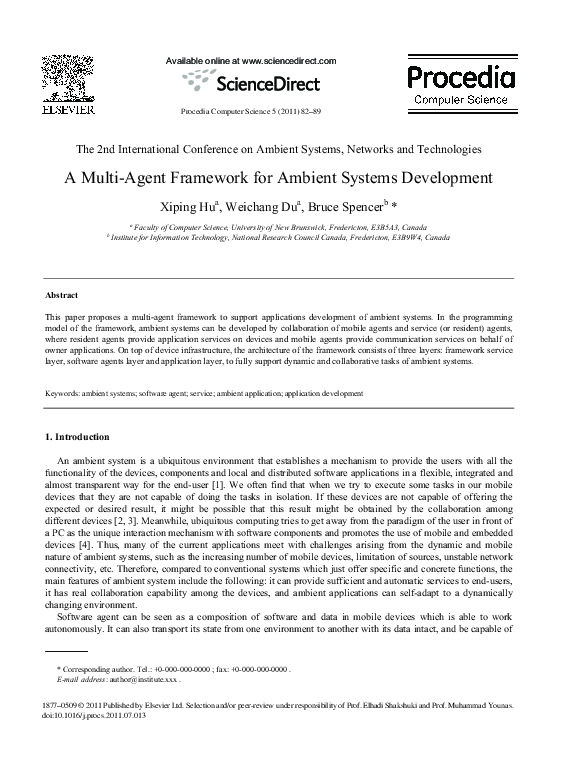 (PDF) A Multi-Agent Framework for Ambient Systems Development