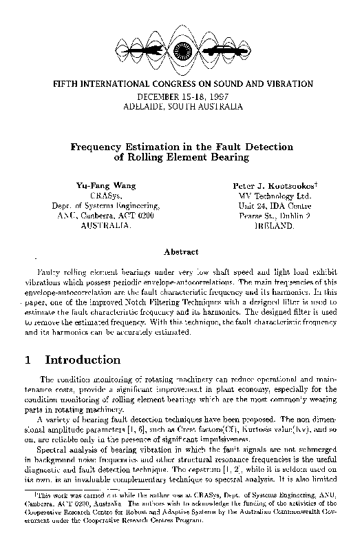 (PDF) Frequency Estimation in the Fault Detection of Rolling Element ...