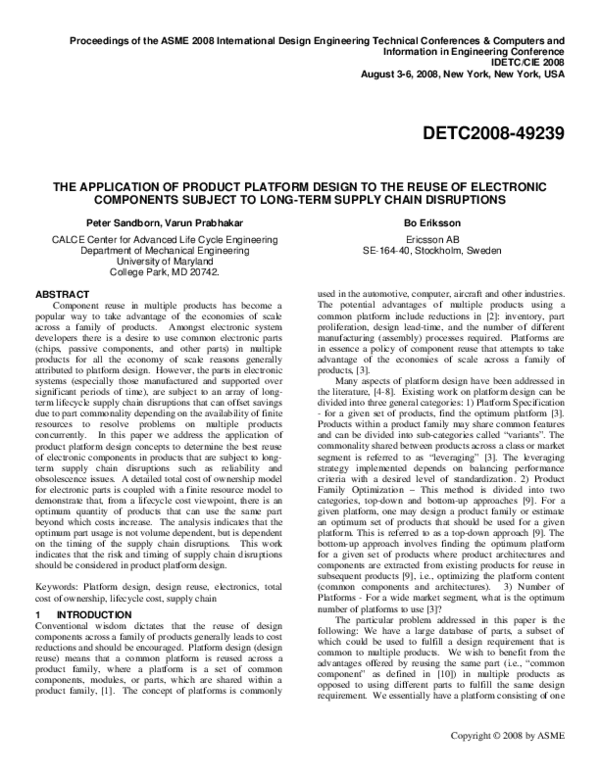 (PDF) The Application of Product Platform Design to the Reuse of ...