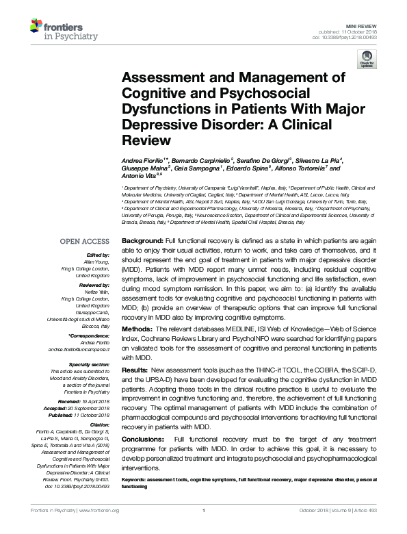 (PDF) Assessment and Management of Cognitive and Psychosocial ...