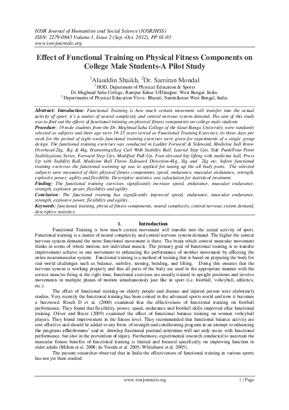 (PDF) Effect of Functional Training on Physical Fitness Components on ...