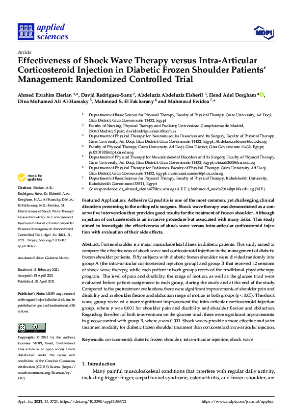 (PDF) Effectiveness of Shock Wave Therapy versus Intra-Articular ...