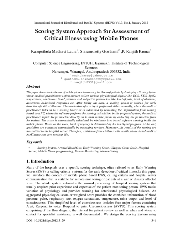 (PDF) Scoring System Approach for Assessment of Critical Illness using ...