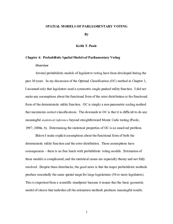 (PDF) Spatial Models of Parliamentary Voting