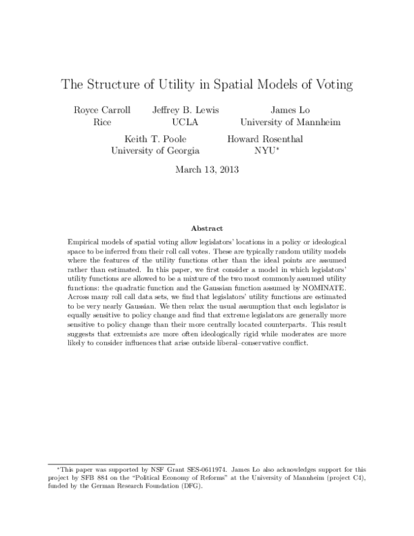 (PDF) The Structure of Utility in Spatial Models of Voting